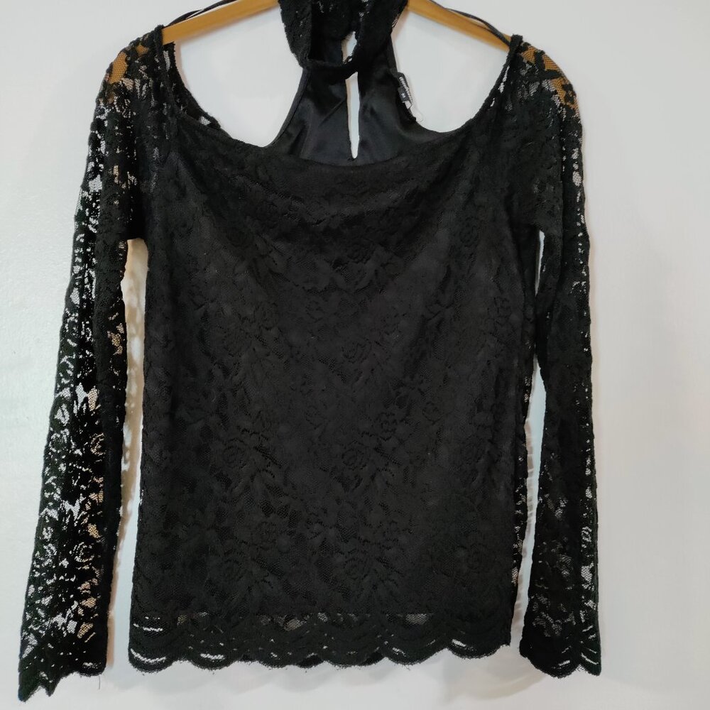 Forever 21 Black Lace Off The Shoulder Choker Top